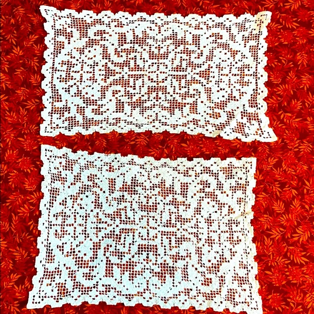 Hand Crafted Matching Vintage Tatted Doilies Upcycle Art Decor Grannycore Vibe